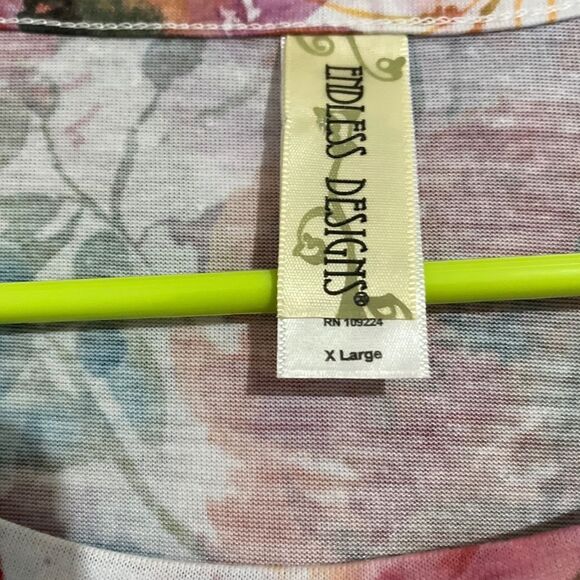 Endless Designs Women’s Red Multi Floral Print 3/4 Sleeve Tunic Top Sz-XL - Picture 4 of 6